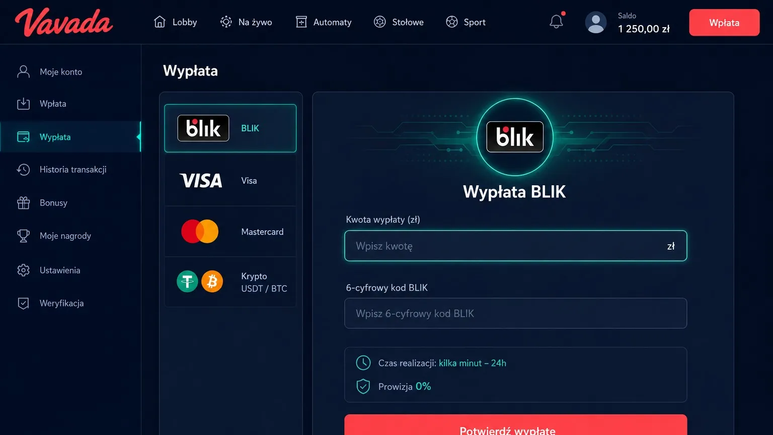 Vavada wypłata BLIK: czy jest możliwa bezpośrednio? Vavada czas wypłaty przy tej metodzie