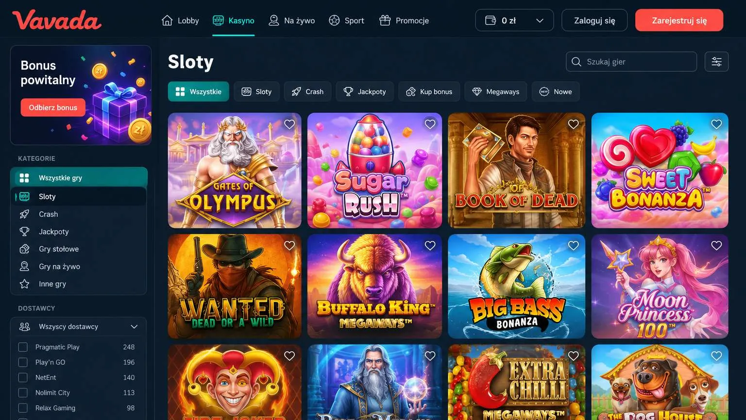 Oferta gier w Vavada Casino – w co zagrać?